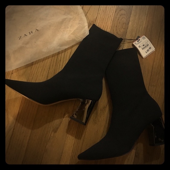 zara heeled stretch ankle boots